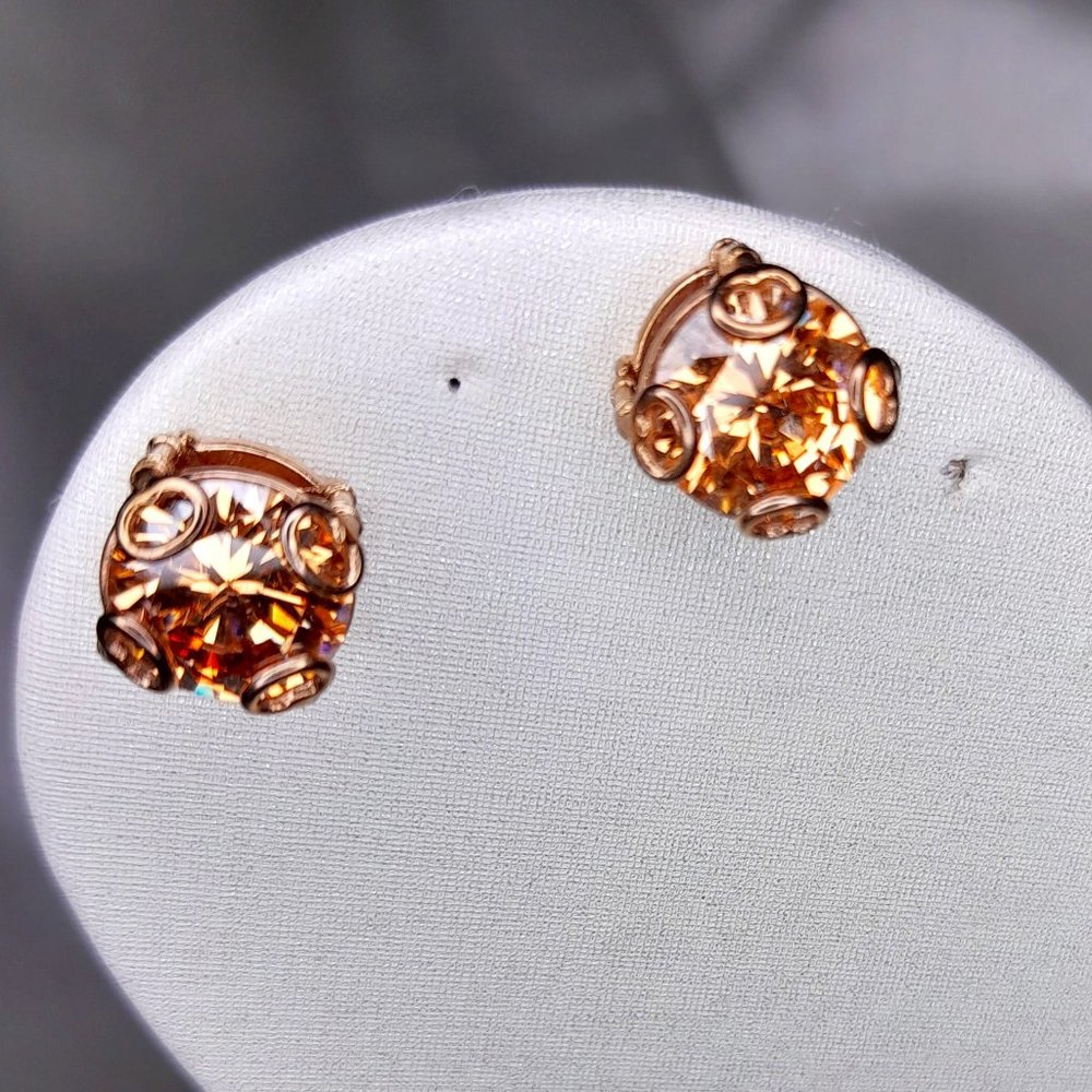 FOSSIL Large Sparkly Peachy-Pink Stud Earrings Studs